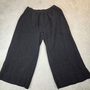 Oh My Gauze! Black Cotton Gauze Wide Leg Cropped Pants Size 2XL 3 Lagenlook Boho